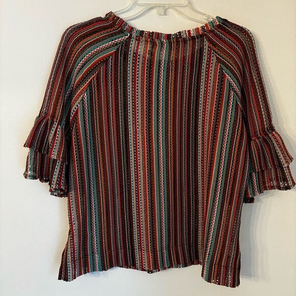 Anthropologie Eva Franco crochet ruffle stripped hippie stripped top size M NWT! - Picture 5 of 13